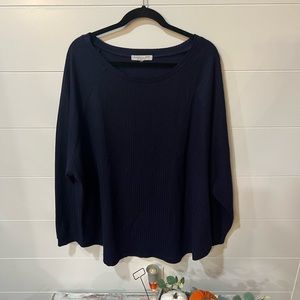 NEW w/o tags CHIC SOUL curved hem slouchy dolman tunic, navy blue thermal